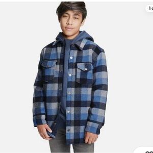 Gap Teen Blue and Gray Plaid Jacket